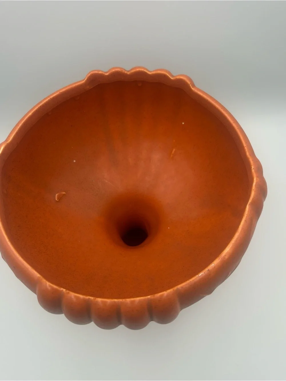 VTG McCoy Pottery Pedestal Sunset Orange Planter Compote #2002 Retro MCM 8” USA